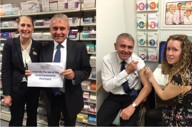 LOCAL MP ROBERT GOODWILL (SCARBORIUGH AND WHITBY) VISITS LOCAL PHARMACY AS THE NATIONAL PHARMACY FLU VACCINATION SERVICE GETS UNDERWAY 